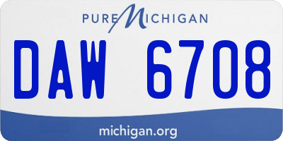 MI license plate DAW6708