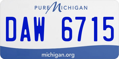 MI license plate DAW6715