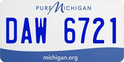 MI license plate DAW6721