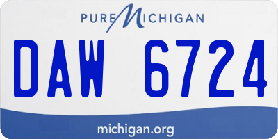 MI license plate DAW6724