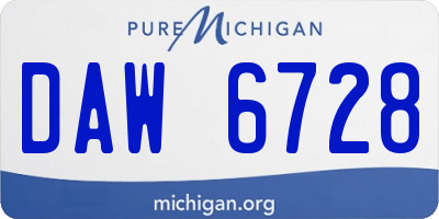 MI license plate DAW6728