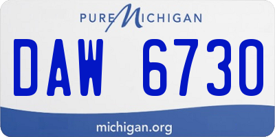 MI license plate DAW6730