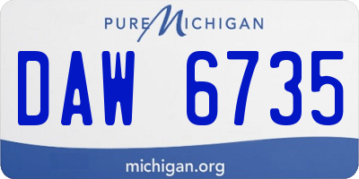 MI license plate DAW6735