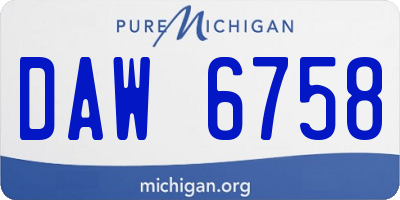 MI license plate DAW6758