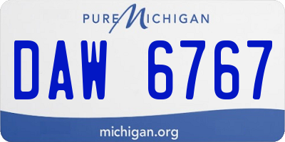 MI license plate DAW6767