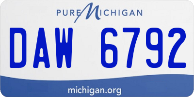 MI license plate DAW6792