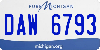 MI license plate DAW6793
