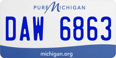 MI license plate DAW6863