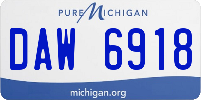 MI license plate DAW6918