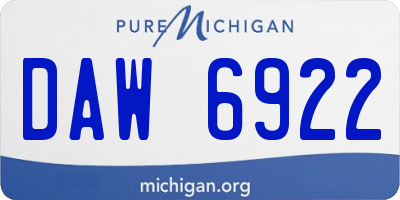 MI license plate DAW6922