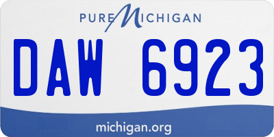 MI license plate DAW6923