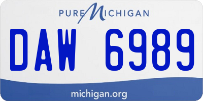 MI license plate DAW6989