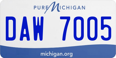 MI license plate DAW7005