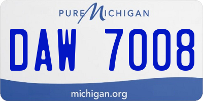 MI license plate DAW7008