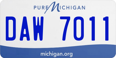 MI license plate DAW7011