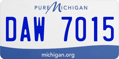 MI license plate DAW7015