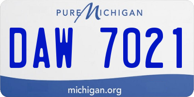 MI license plate DAW7021