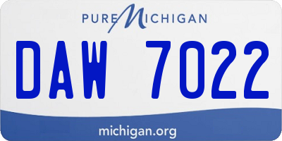 MI license plate DAW7022