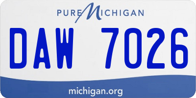 MI license plate DAW7026