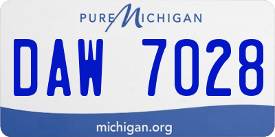 MI license plate DAW7028