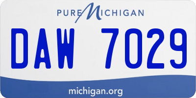MI license plate DAW7029