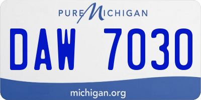 MI license plate DAW7030