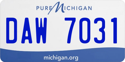 MI license plate DAW7031