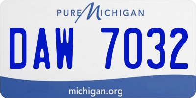 MI license plate DAW7032