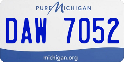 MI license plate DAW7052