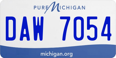 MI license plate DAW7054