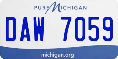 MI license plate DAW7059