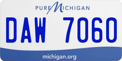 MI license plate DAW7060