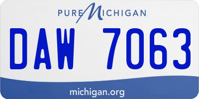 MI license plate DAW7063
