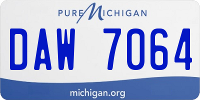 MI license plate DAW7064
