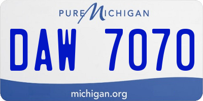 MI license plate DAW7070
