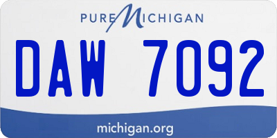 MI license plate DAW7092