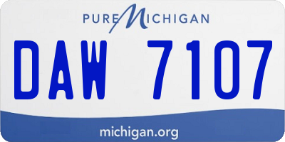 MI license plate DAW7107