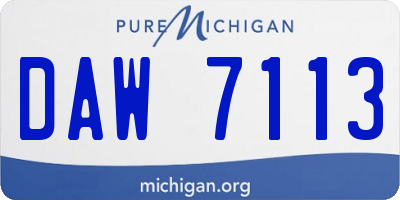 MI license plate DAW7113