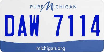 MI license plate DAW7114