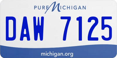 MI license plate DAW7125