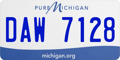 MI license plate DAW7128
