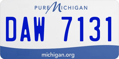 MI license plate DAW7131