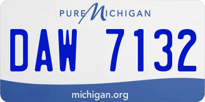 MI license plate DAW7132