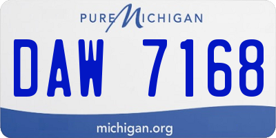 MI license plate DAW7168