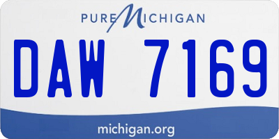 MI license plate DAW7169