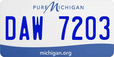 MI license plate DAW7203