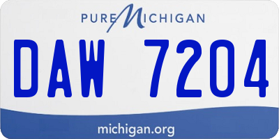 MI license plate DAW7204