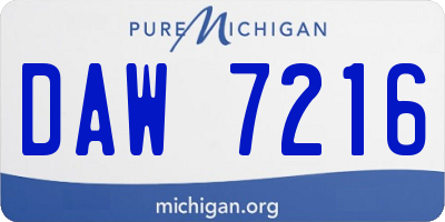MI license plate DAW7216