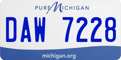 MI license plate DAW7228