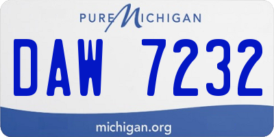 MI license plate DAW7232
